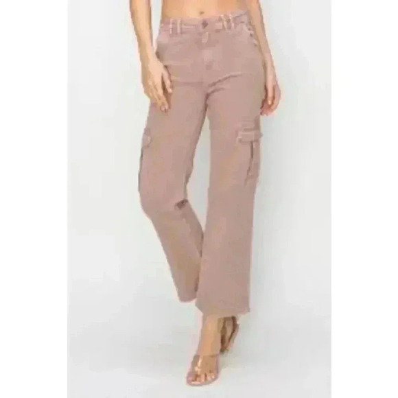 Risen Denim - NWT Risen Womens Risen High-Rise Cargo Pants Mauve Size 2XL